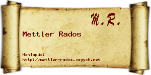 Mettler Rados névjegykártya